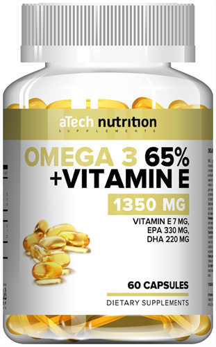 aTech Nutrition Omega 3 (65%) +vitamin Е 1350 mg (60гел.капс) - фото 10864