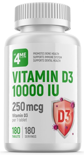 ALL4ME Vitamin D3 10000 IU (180таб) - фото 12639