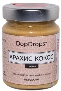 DopDrops Протеиновая паста Арахис Кокос стекло (стевия) (265гр) - фото 5917