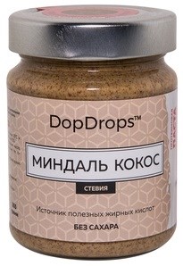 DopDrops Протеиновая паста Миндаль Кокос стекло (стевия) (265гр) - фото 5928